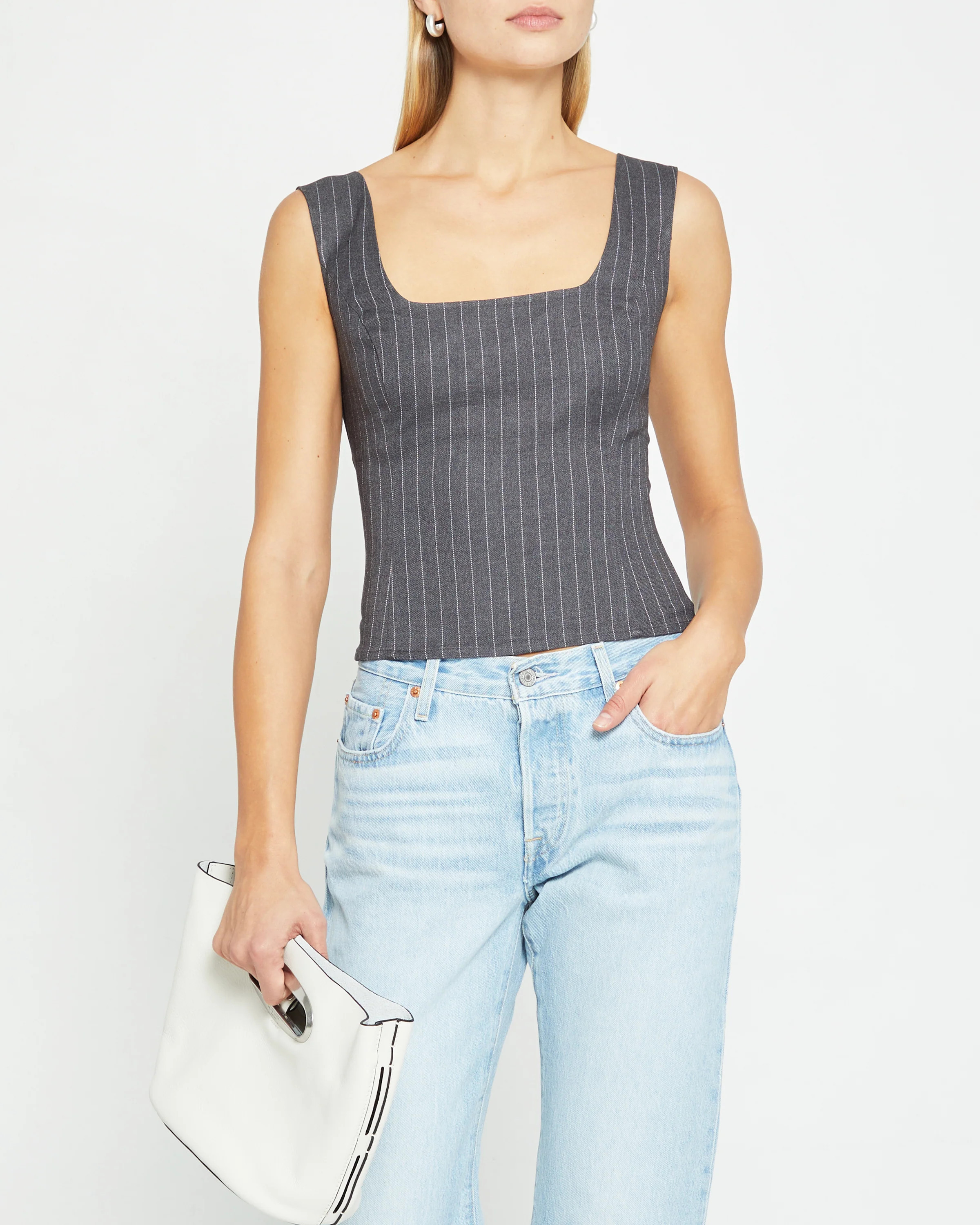 Cecily Top - DARK GRAY STRIPE / 6 | Few Moda