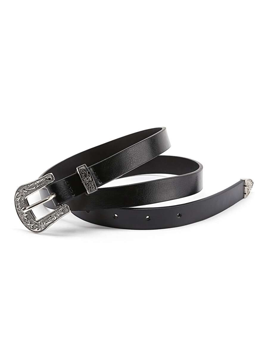 Contrast Buckle Western Belt | SHEIN