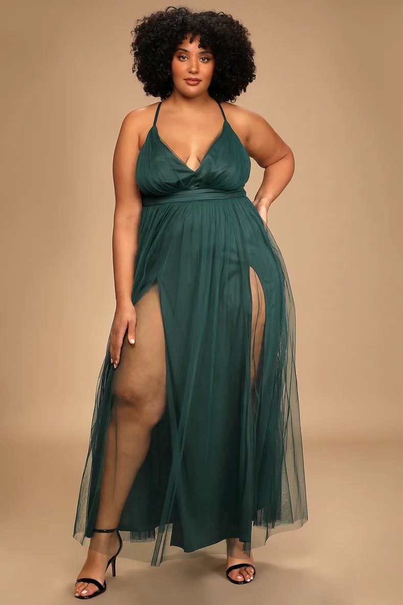 Rare Beauty Hunter Green Tulle Backless Maxi Dress | Lulus (US)