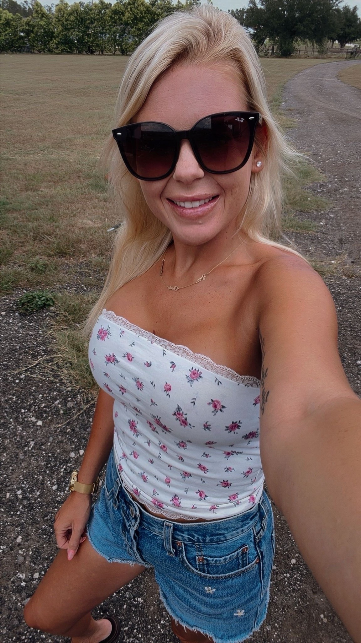 Wearing a small top, size 26 shorts