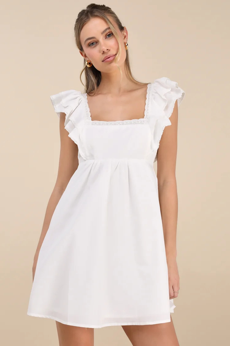 Marvelous Time White Ruffled Mini Dress | Lulus