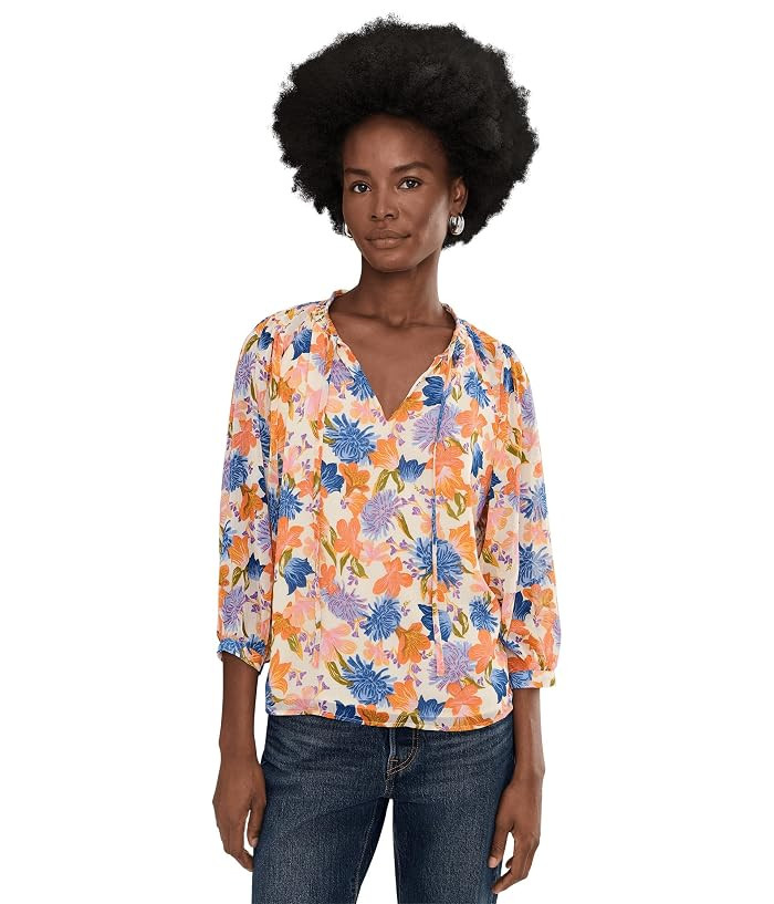 Vince Camuto Tie Neck Peasant Sleeve Blouse with Tie Women's Clothing Soft Cream : XL, Polyester | Zappos.com