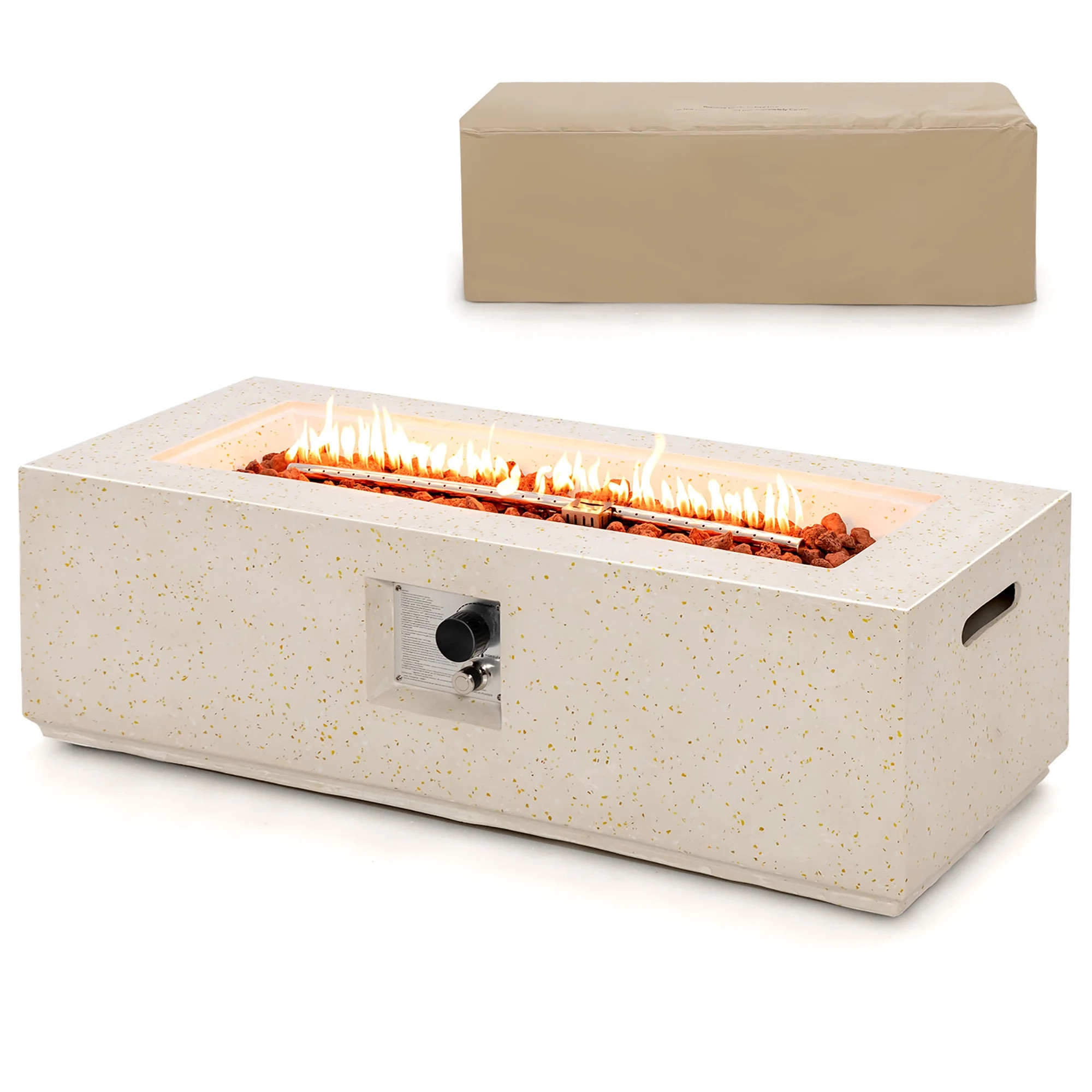 Costway 42'' Terrazzo Fire Pit Table 50,000 BTU Rectangle Propane Fire Pit with PVC Cover - Walma... | Walmart (US)