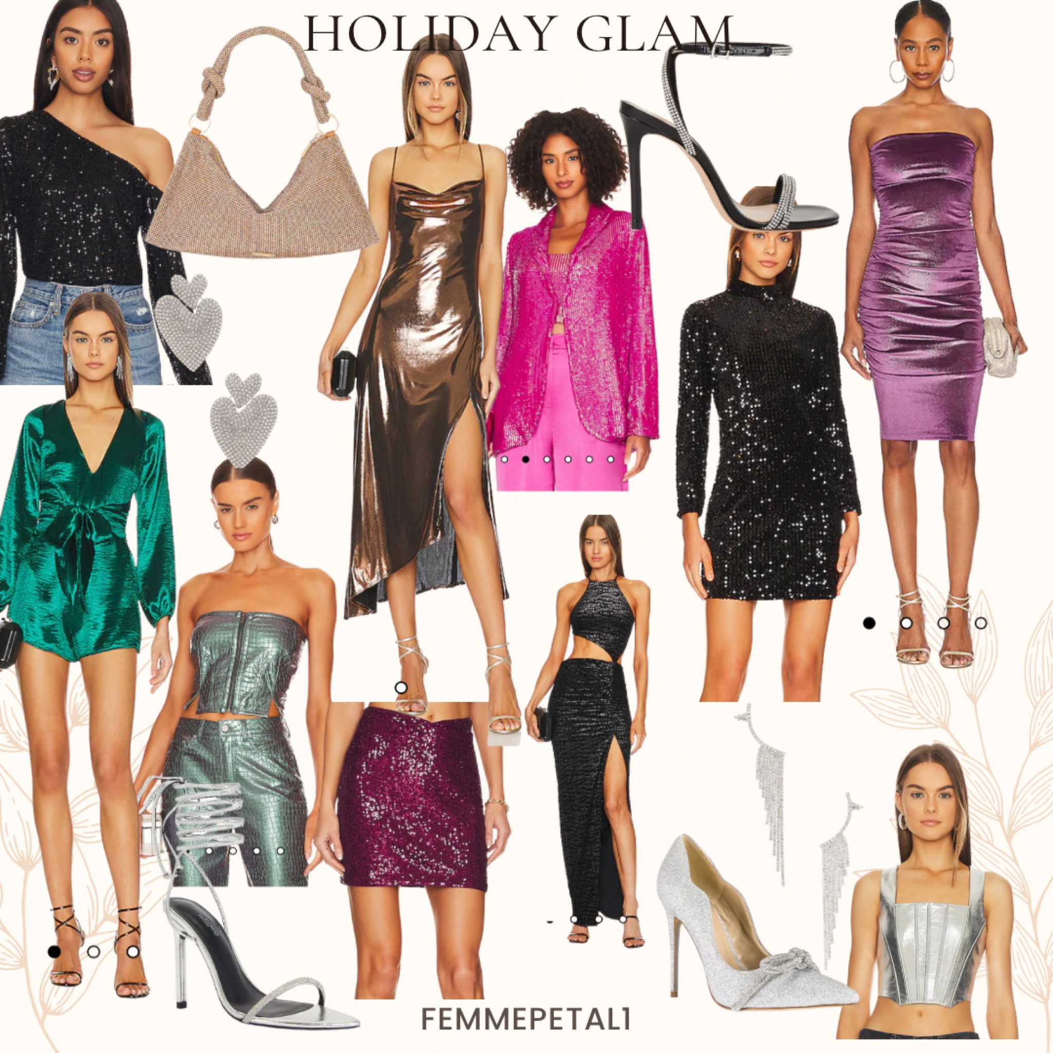 Holiday glam looks! Cocktail party outfits, sparkle dress, sequin dress, New Year’s Eve outfit, Christmas party dress, rhinestone earrings, strappy heels, sparkle heels, sequin mini skirt 

#LTKstyletip #LTKshoecrush #LTKHoliday