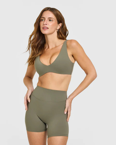SoftMotion™ Scoop Back Bralette with White Logo 
 Alpine Green | Oner Active (UK / US)