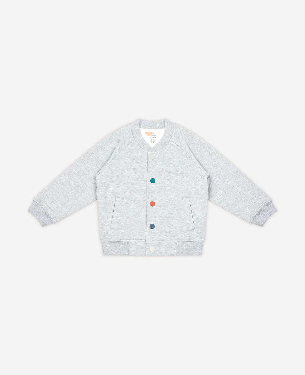 French Terry Baseball Jacket - Fog | Petite Revery