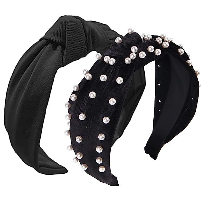 Etercycle 2PCS Headbands for Women, Bow Knotted Wide Headband, Yoga Hair Band Fashion Elastic Hai... | Amazon (US)