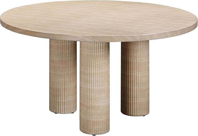 Patti Textured Faux Travertine Indoor/Outdoor Round Dining Table | Amazon (US)