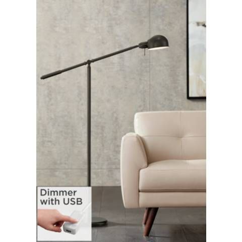 Dawson Dark Bronze Adjustable Pharmacy Floor Lamp with USB Dimmer | Lamps Plus