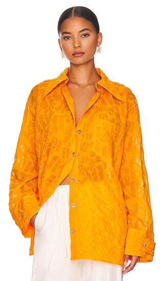 Leora Top in Orange Monogram | Revolve Clothing (Global)