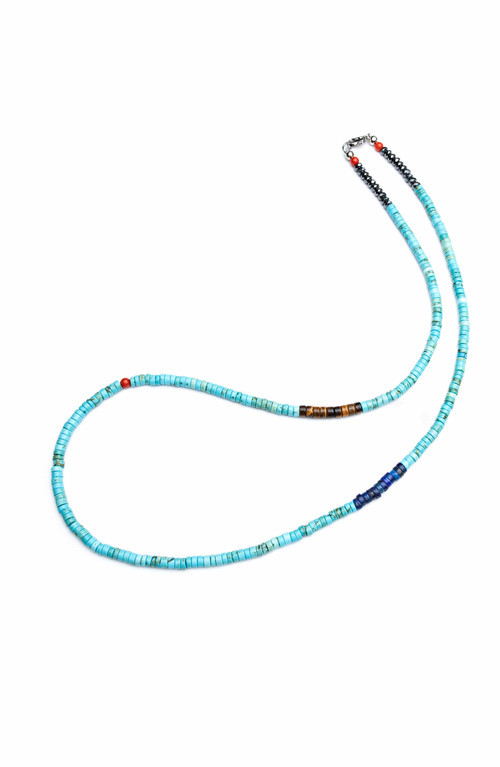 Nialaya Turquoise Tiger Eye Lapis Heishi Necklace at Nordstrom | Nordstrom