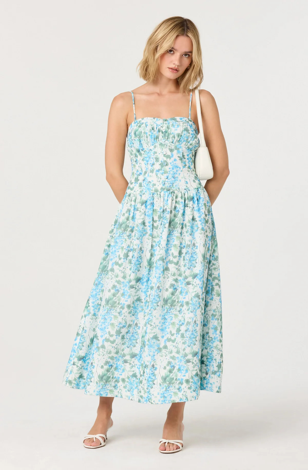Capria Pleated Milkmaid Midi Dress | ASTR The Label (US)