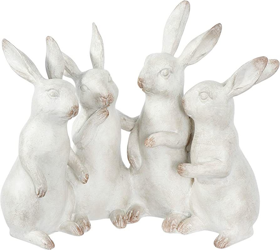 Creative Co-op EC0147 Whitewashed Polyresin Bunny Rabbit Quartet Figures and Figurines, White | Amazon (US)