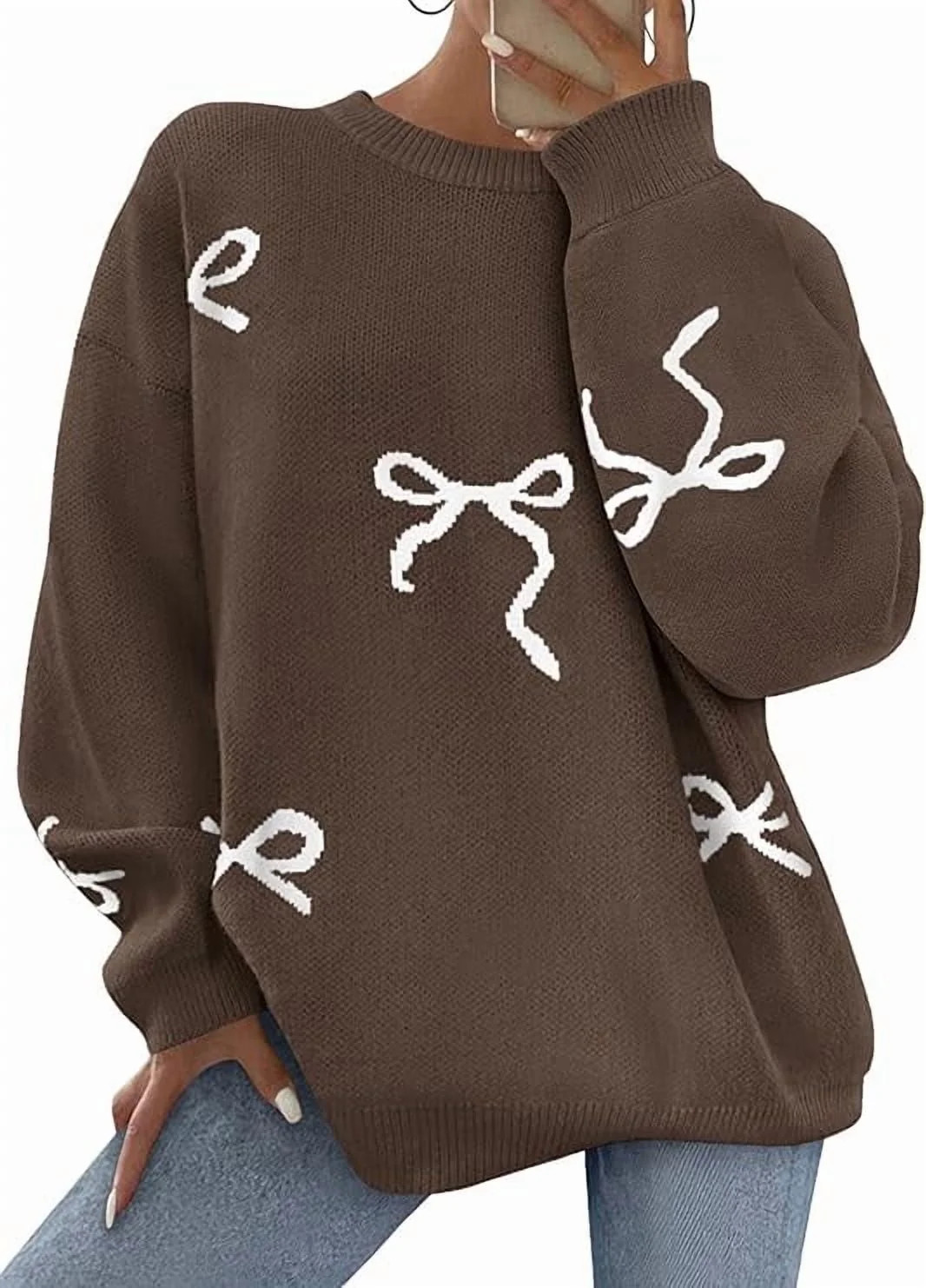 PRETTYGARDEN Fall Long Sleeve Pullover Sweaters for Women Trendy Crewneck Casual Cute Bow Chunky ... | Walmart (US)