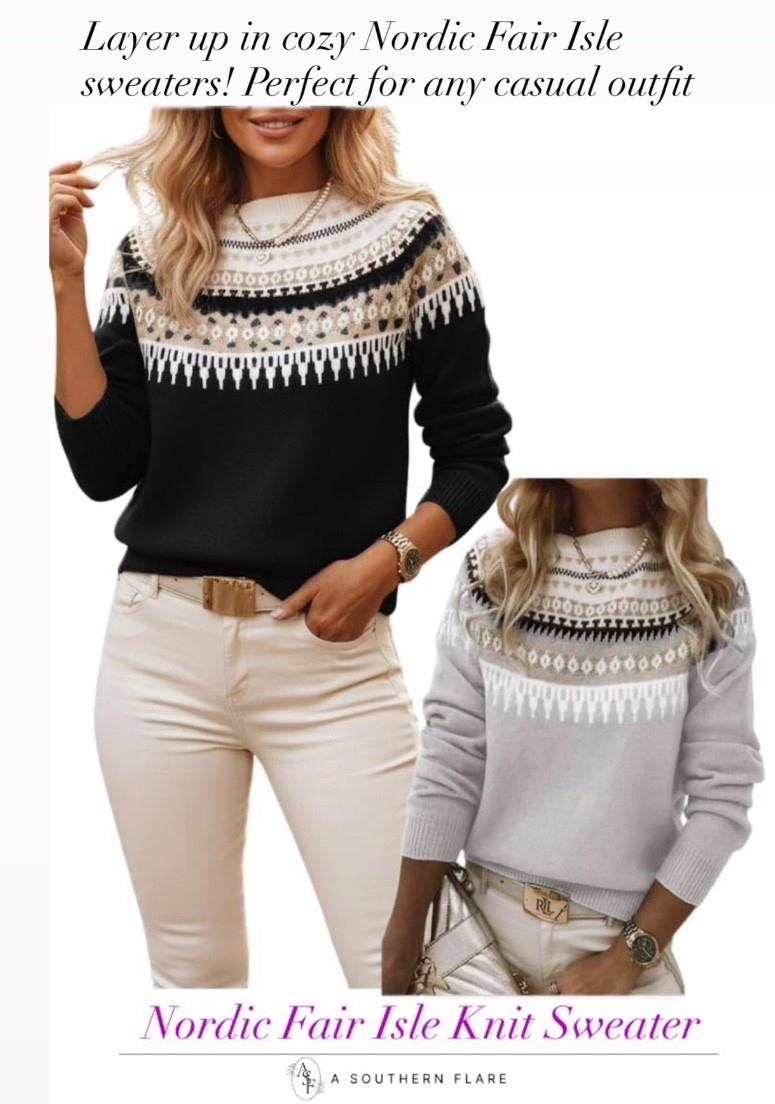 Layer up in cozy Nordic Fair Isle sweaters! Perfect for any casual outfit

#LTKHoliday #LTKWorkwear #LTKGiftGuide