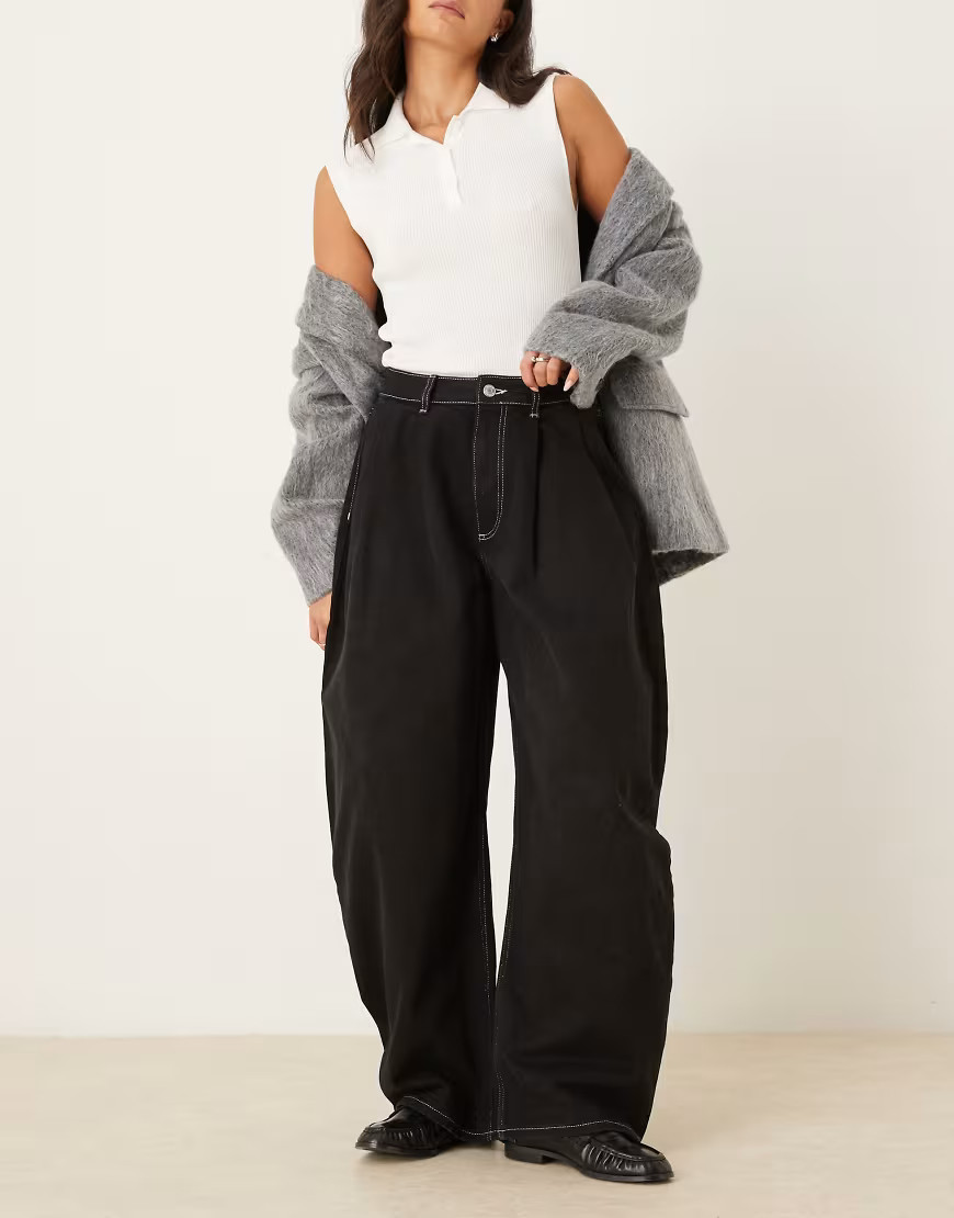 ASOS DESIGN oversized barrel jean in washed black | ASOS (Global)