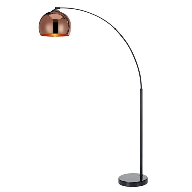 Teamson Home Arquer Arc 66.93" Metal Floor Lamp with Bell Shade, Rose Gold | Walmart (US)