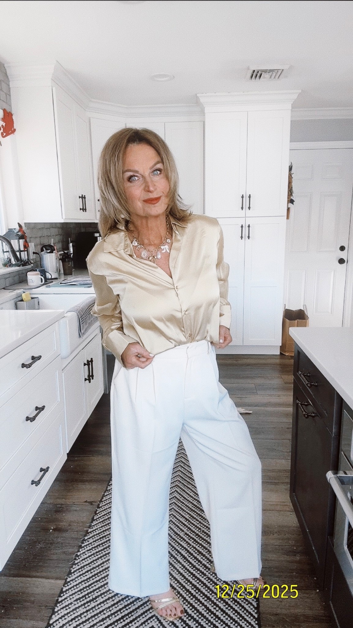 Soft champagne 🥂 +  ivory 🤍 for the wind this Christmas 🎄 Eve!

#LTKOver40 #LTKFindsUnder100 #LTKHoliday