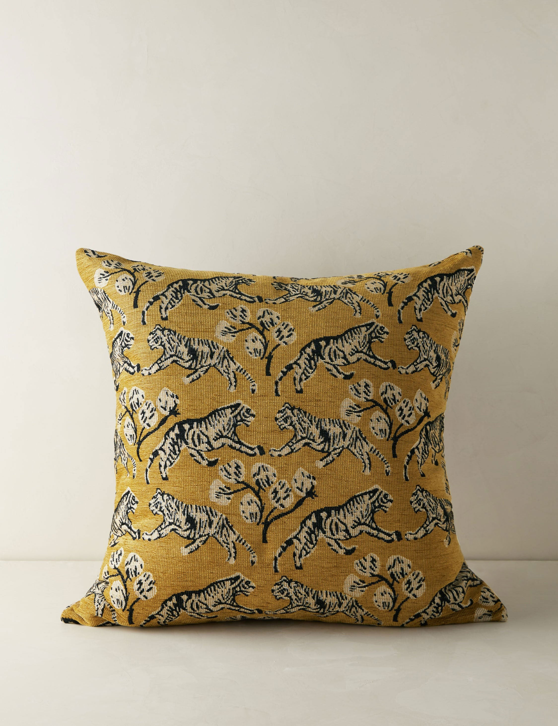 Tiger Jacquard Pillow by Sarah Sherman Samuel, Gold | Lulu and Georgia 