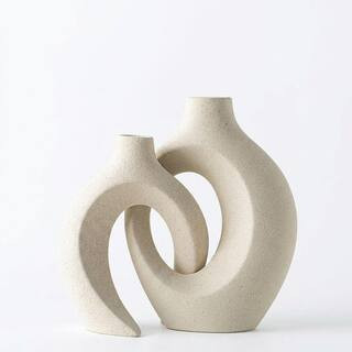 Modern Nordic Minimalist Cream White Ceramic Hollow Book Shape Decorative Vase Set for Living Roo... | The Home Depot