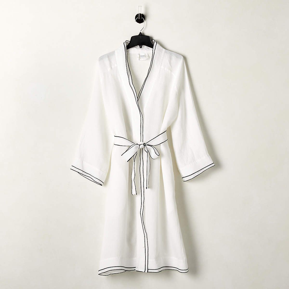 Overlock White Bathrobe with Black Trim S/M + Reviews | CB2 | CB2