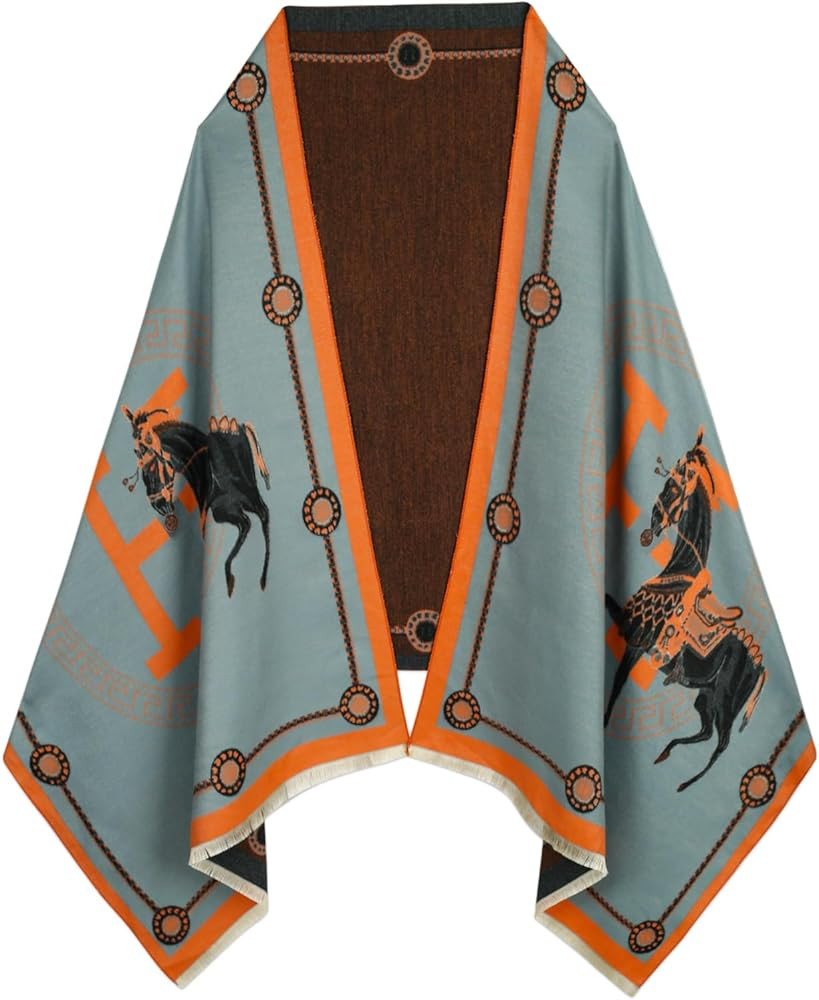 Scarfs for Women Pashmina Silky Shawl Wrap for Evening Dressing Blanket Open Front Poncho Cape | Amazon (US)