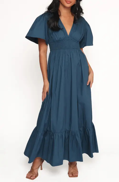 Petal & Pup Tessa Smocked Ruffle Hem Maxi Dress in Blue at Nordstrom, Size Small | Nordstrom