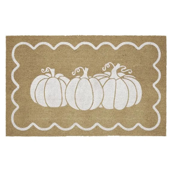 Natural/White Pumpkin Scallop Outdoor Coir Doormat, 30" x 48" | Walmart (US)