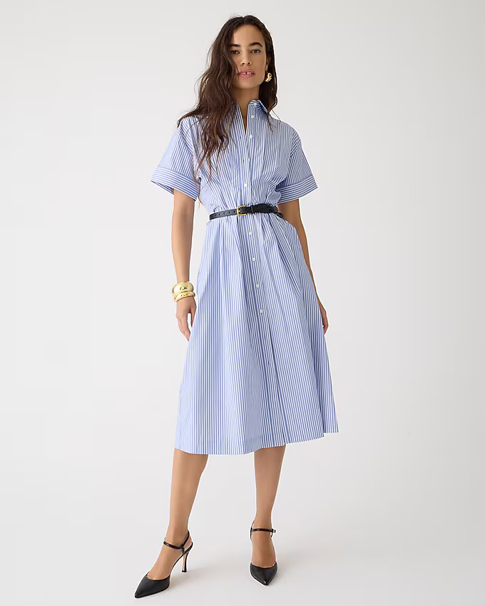 A-line shirtdress in stretch cotton poplin blend | J. Crew US