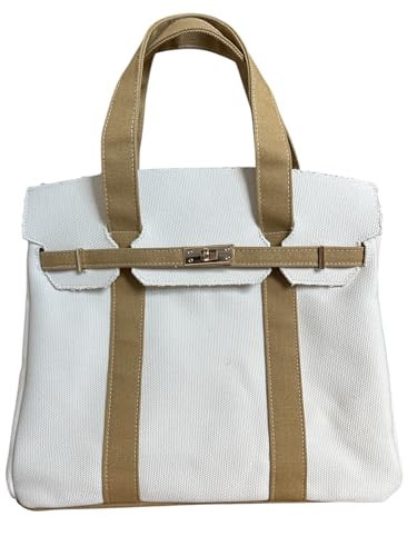 Canvas Tote Bag| 8 Pockets| Distressed Finish| Spacious Interior| Reinforced Stitching| Work| Gym| Travel| Durable| Classic| Stylish| Bag for boating (Cream/Beige) | Amazon (US)