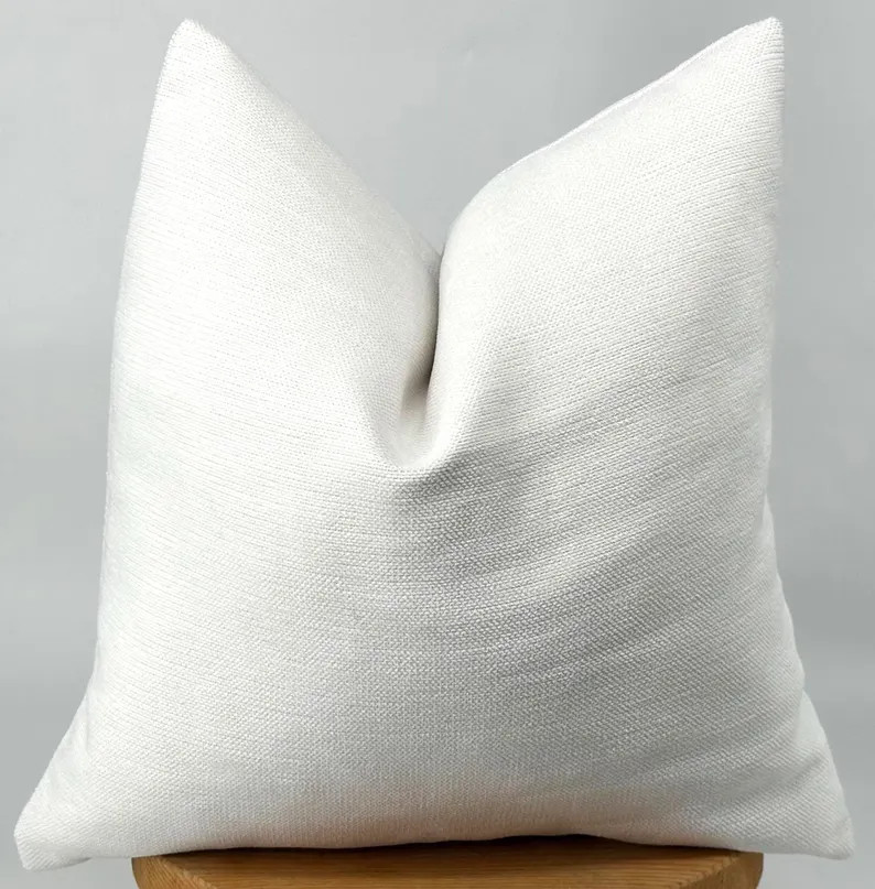 Textured White Pillow - Neutral Woven Throw Pillow Cover - Modern Farmhouse Cushion Cover | Etsy (Global)