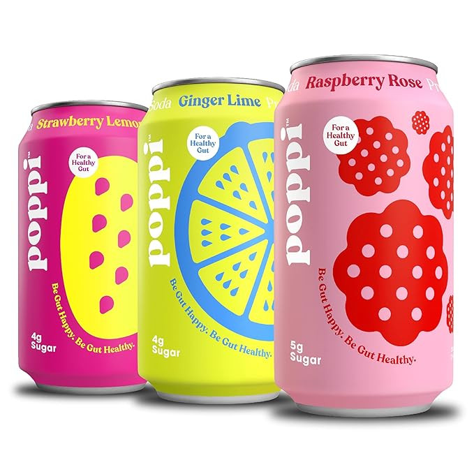 POPPI Sparkling Prebiotic Soda w/ Gut Health & Immunity Benefits, Beverages w/ Apple Cider Vinega... | Amazon (US)
