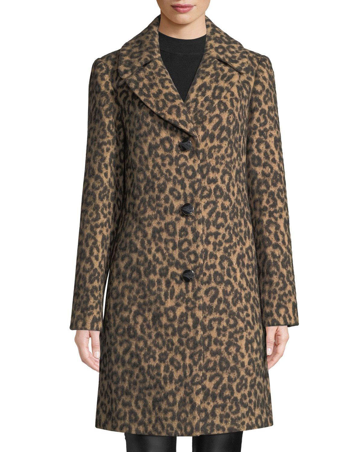 novelty wool brushed leopard coat | Neiman Marcus