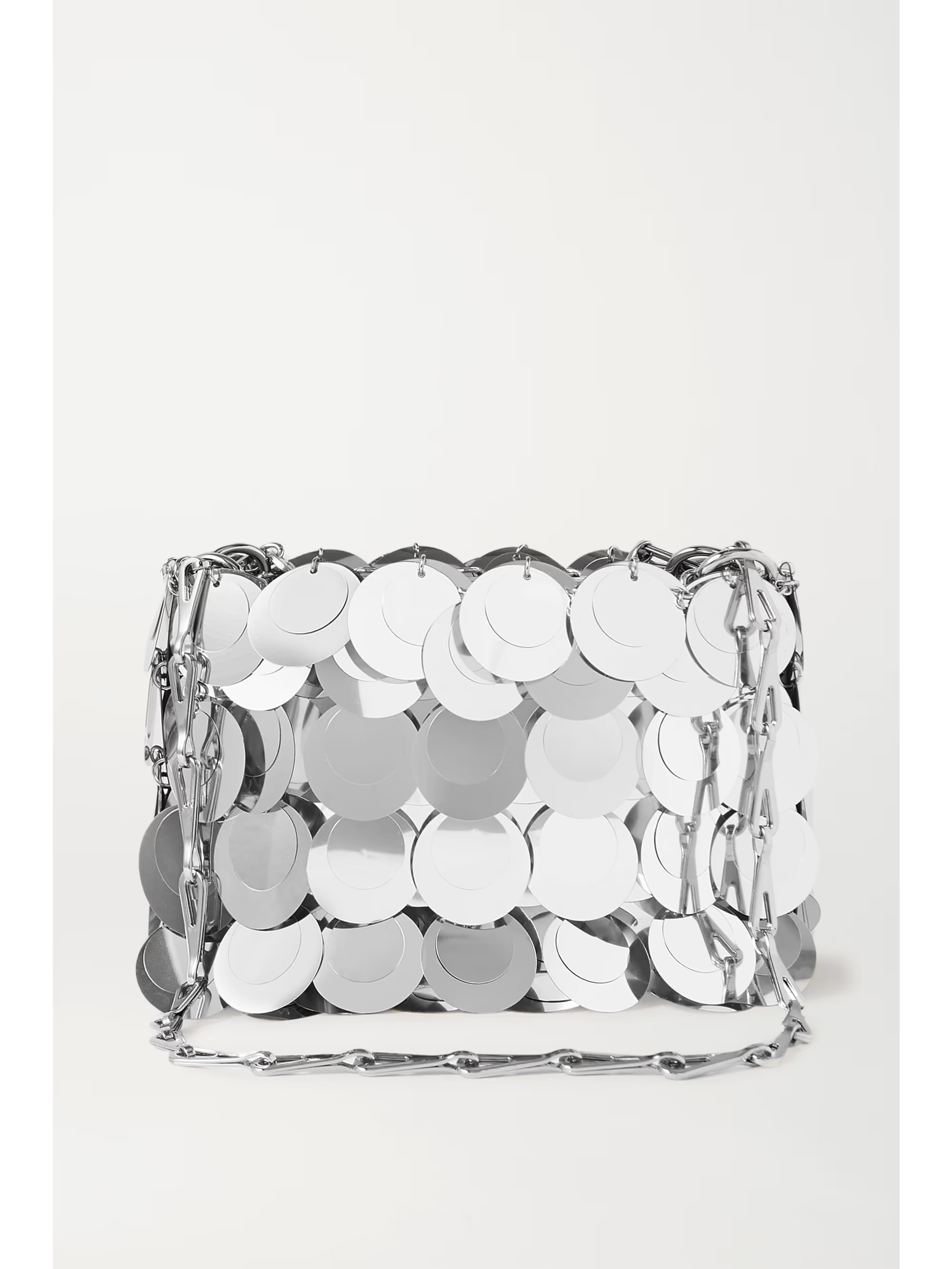 Silver Iconic 1969 paillette-embellished chainmail shoulder bag | PACO RABANNE | NET-A-PORTER | NET-A-PORTER (UK & EU)