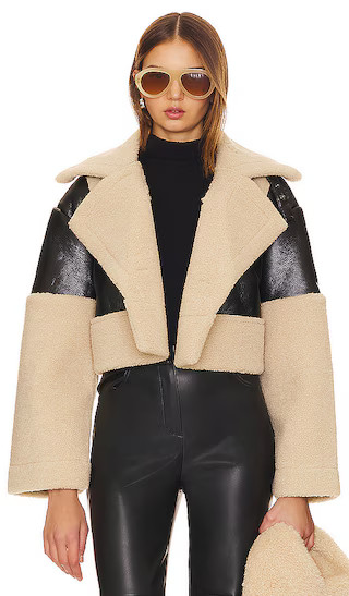 Alaina Faux Leather Coat in Black | Revolve Clothing (Global)