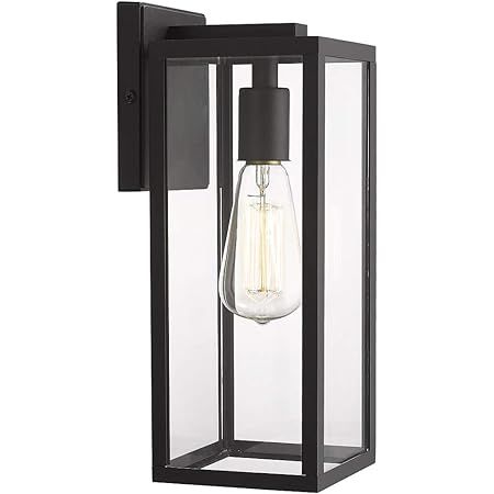 Globe Electric 44176 Bowery 1-Light Outdoor Indoor Wall Sconce, Matte Black, Clear Glass Shade 16 | Amazon (US)