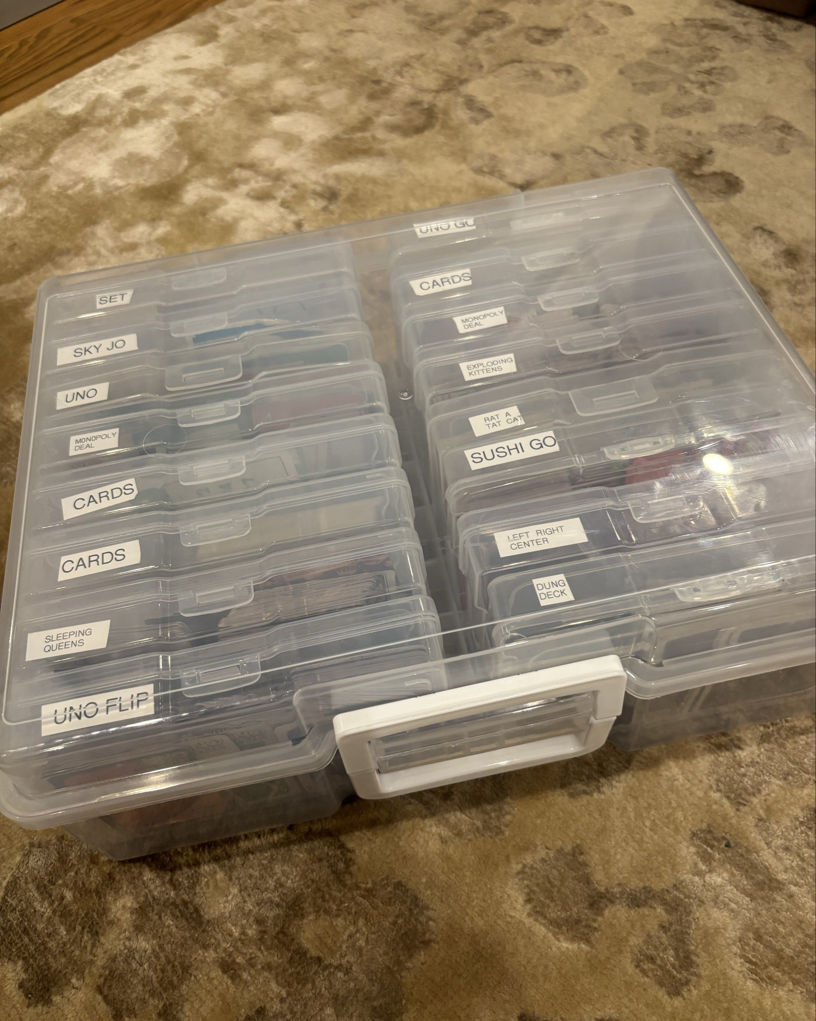 All of our favorite card games neat and organized! 