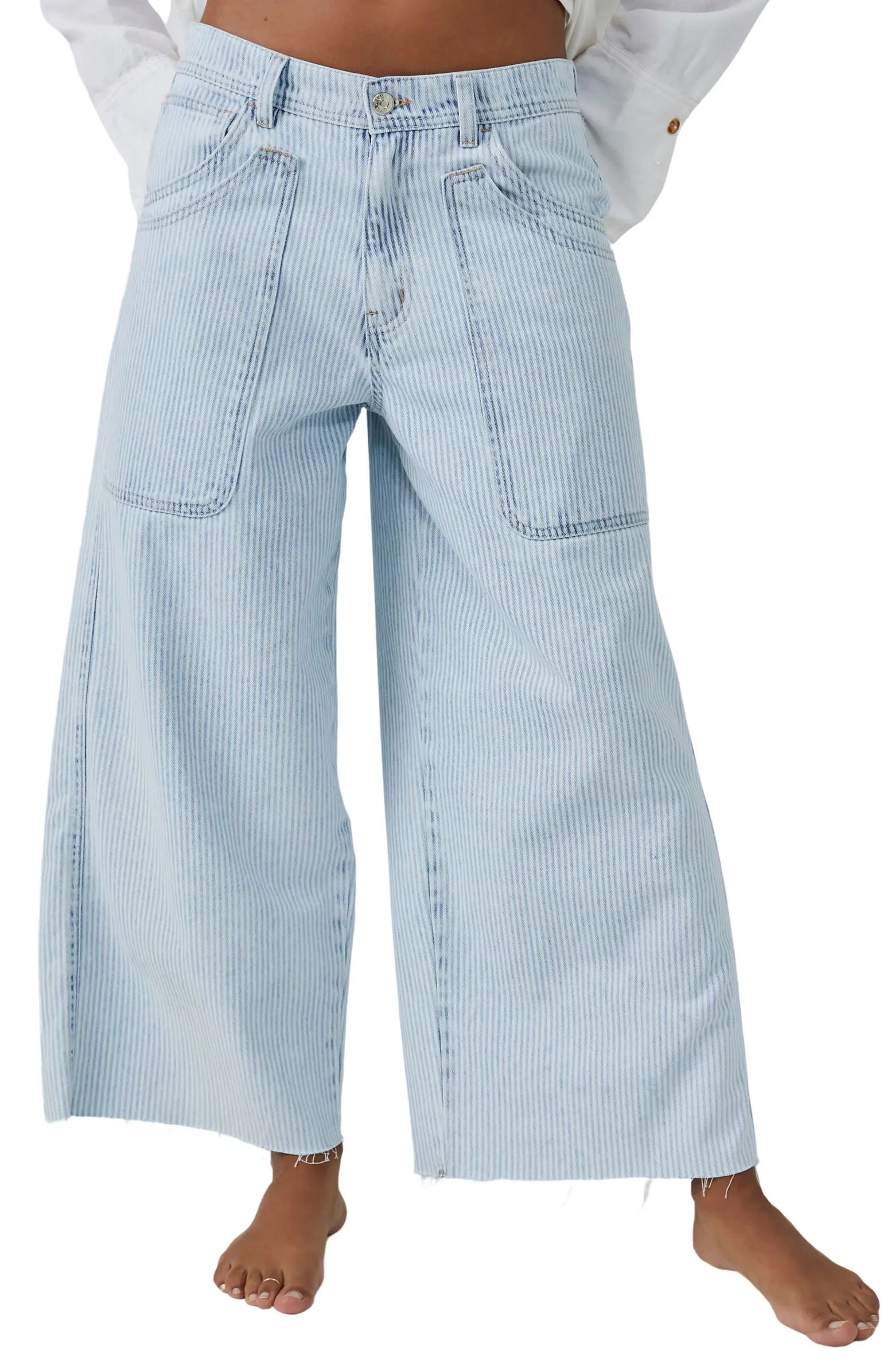 Piper Stripe Crop Wide Leg Jeans | Nordstrom