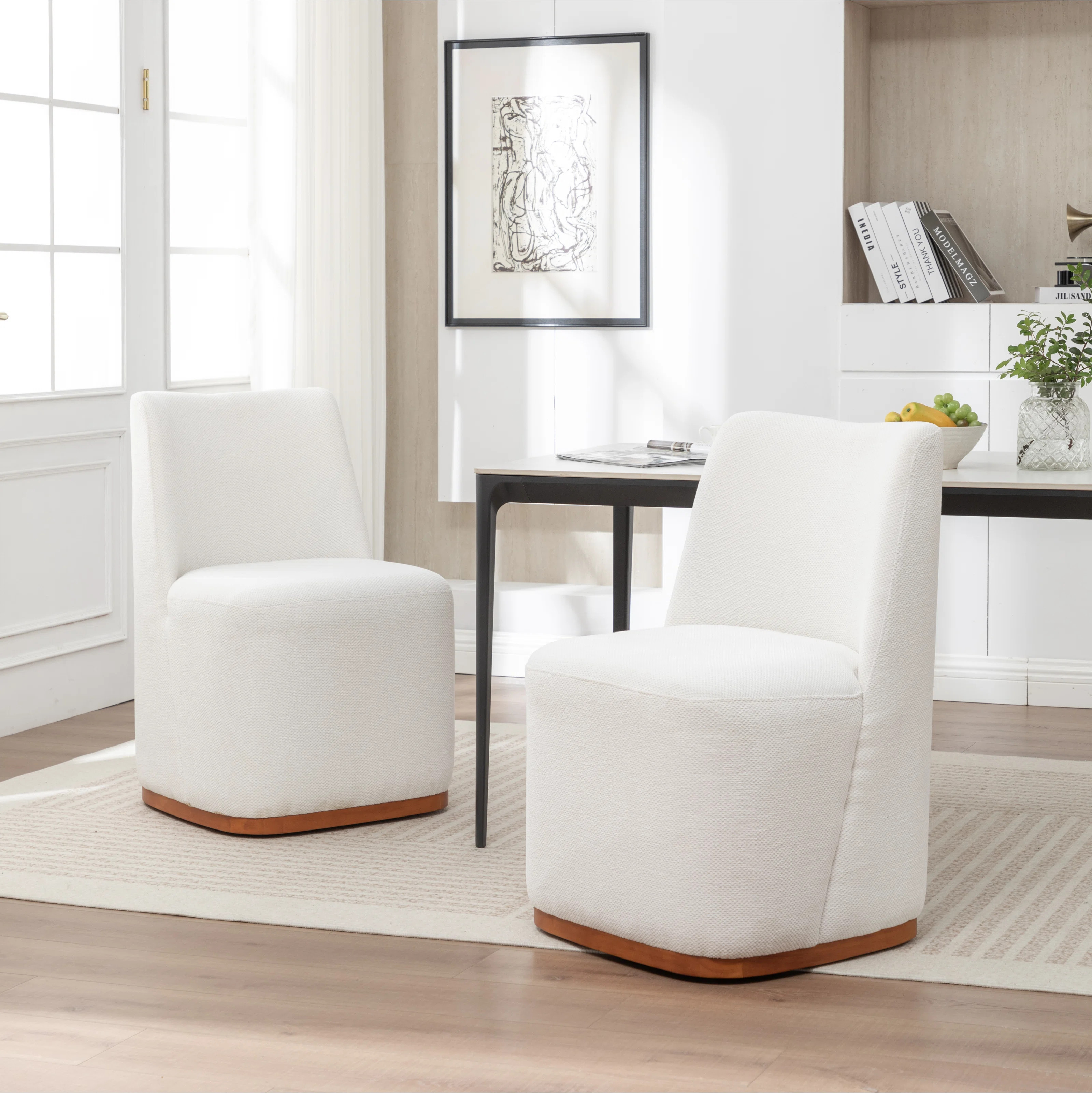 33.5" Dining Chair With Wheels（Set of 2） | Wayfair North America