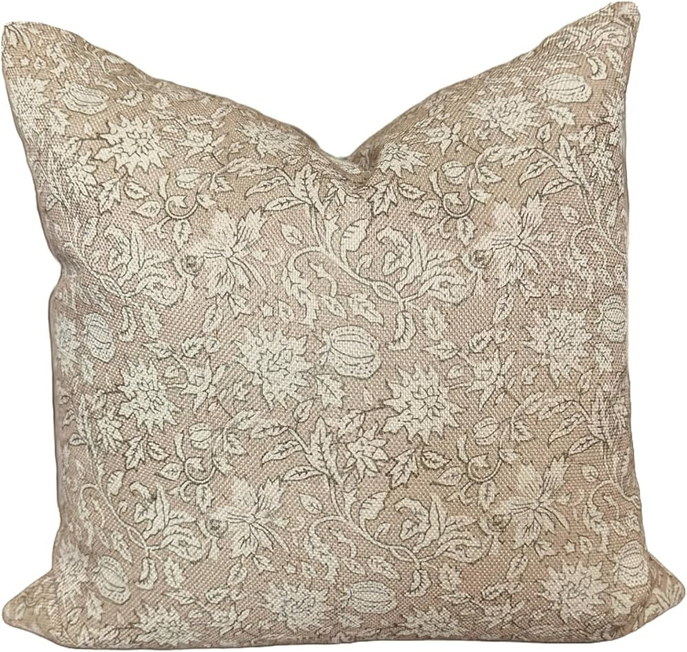 Vintage Floral Throw Pillow Cover Modern Transitional Double-Sided (Sand and Cream, 20x20) | Amazon (US)