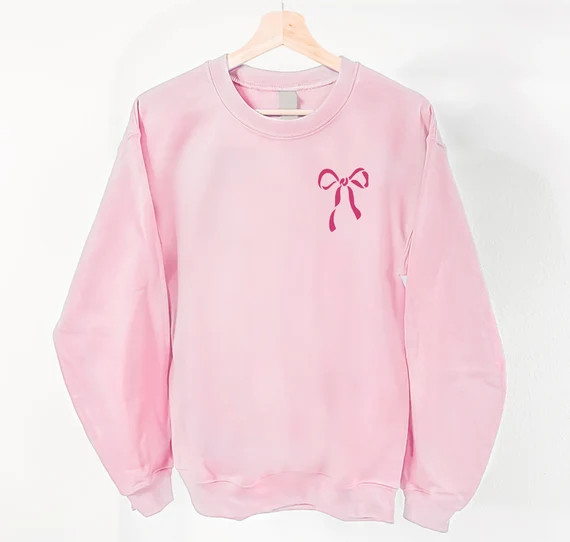 Pink Bow Sweatshirt  Bow Sweatshirt Preppy Sweatshirt | Etsy | Etsy (US)