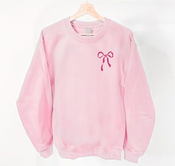 Pink Bow Sweatshirt  Bow Sweatshirt Preppy Sweatshirt | Etsy | Etsy (US)