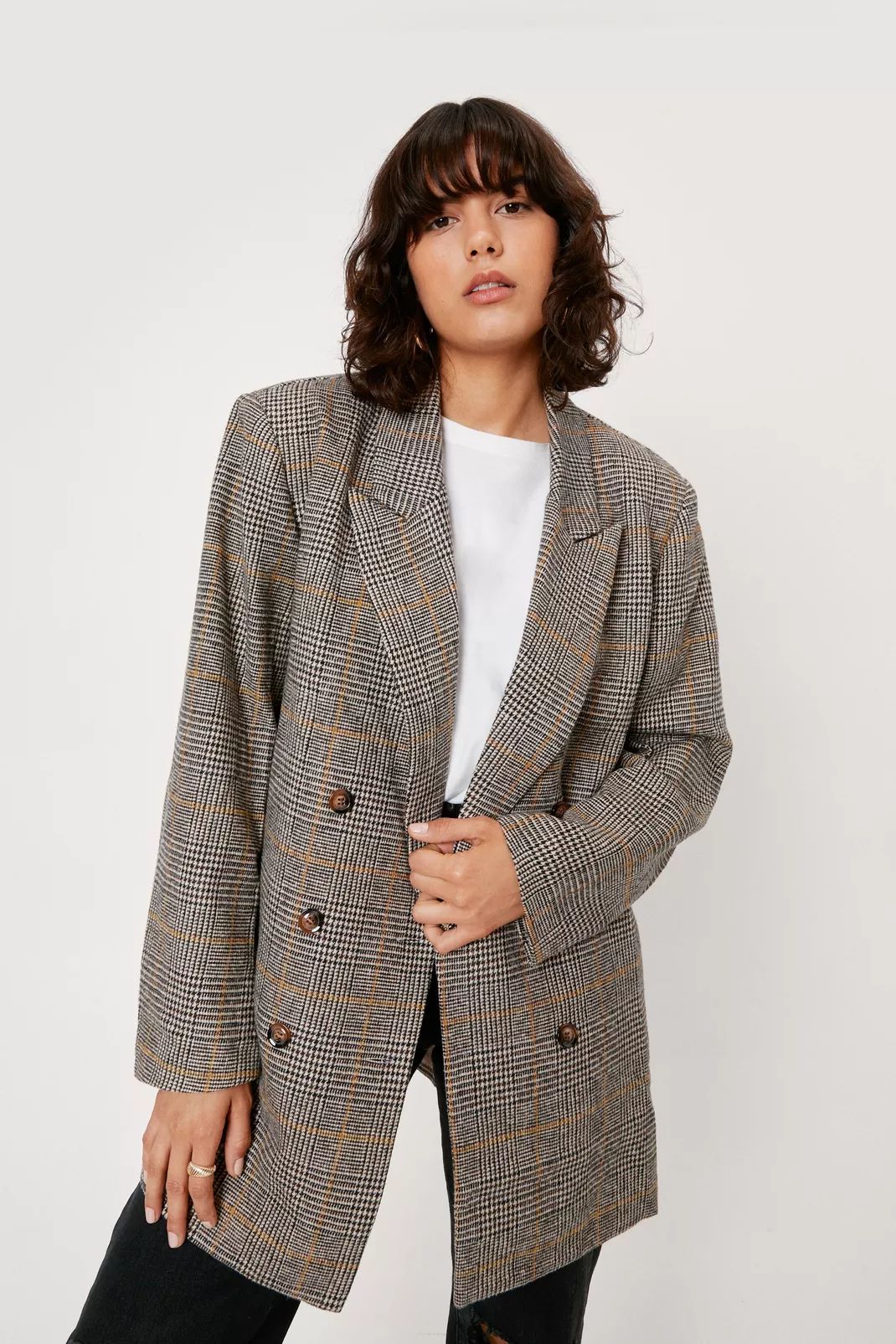 Oversized Wool Look Check Blazer | Nasty Gal (US)