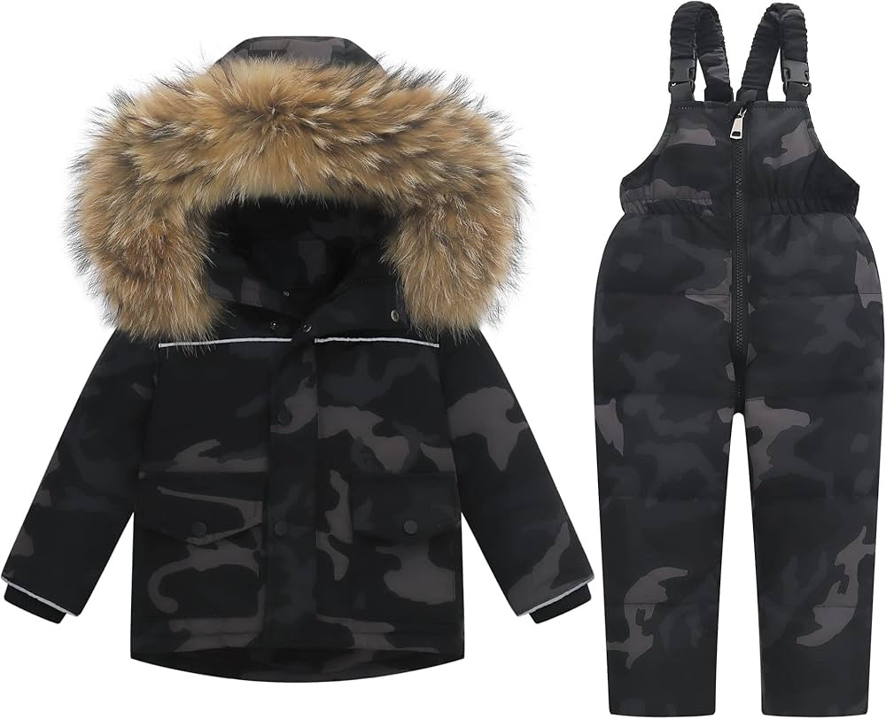 Kids 2-Piece Snowsuit Toddler Baby Boys Girls Winter Wear Ski Jacket & Snow Bib Pants Ski Suit, 1... | Amazon (US)