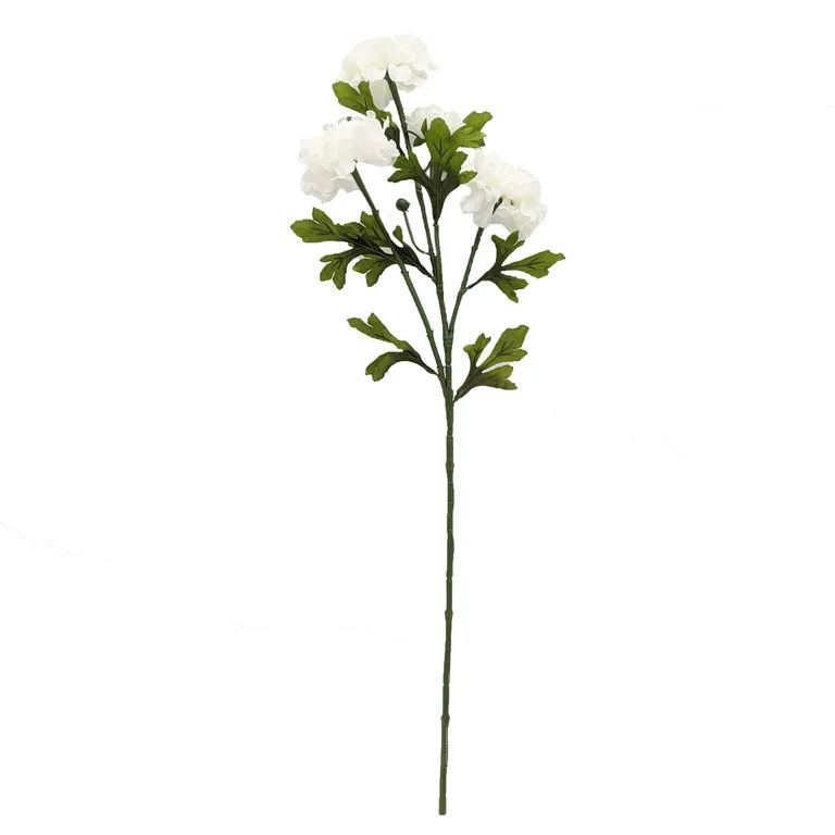 Mainstays 31" Tall Artificial White Zinnia Flower Stem with White Petals | Walmart (US)