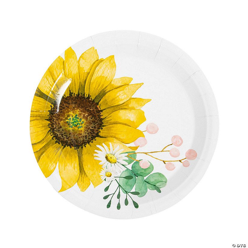 Sunflower Party Paper Dinner Plates - 8 Ct. | Oriental Trading Company