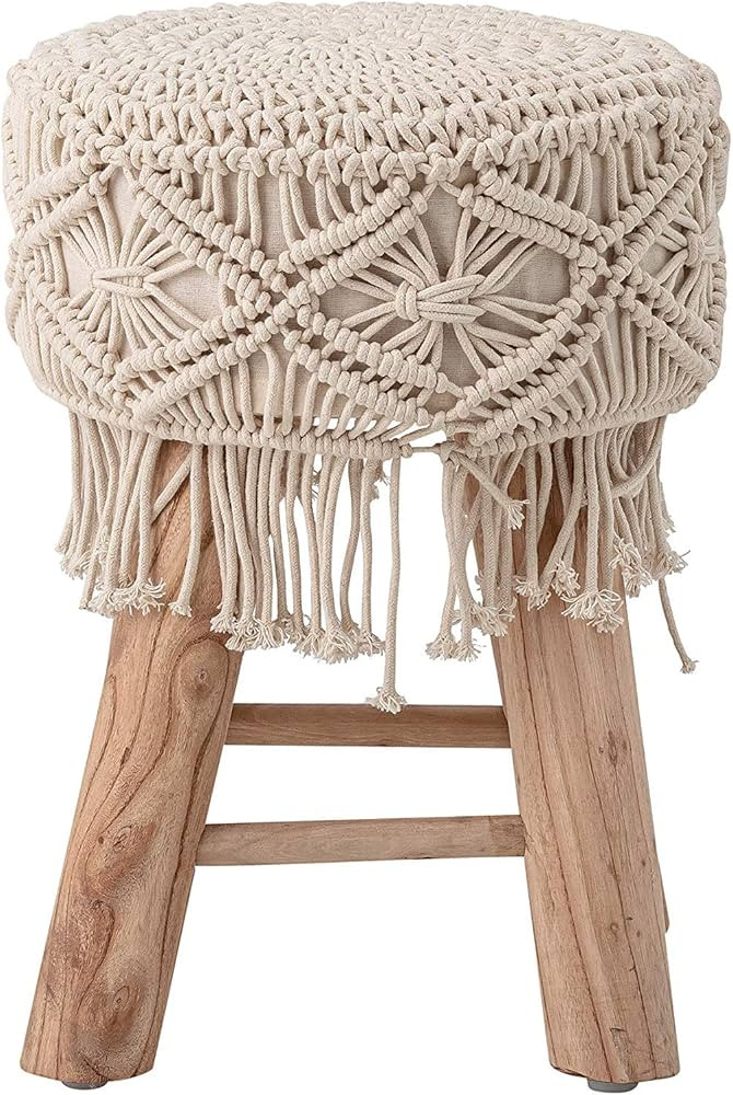Bloomingville Mango Wood Macrame Stool, Natural | Amazon (US)