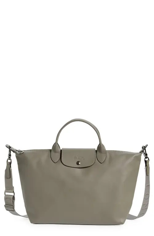 Longchamp Medium Le Pliage Leather Shoulder Tote in Turtledove at Nordstrom | Nordstrom