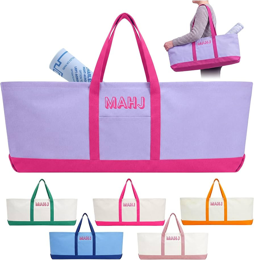 Mahjong Bag for Tiles and Racks Empty American Mahjong Tiles Carrying Tote 31.5 x 12 x 4 Inch Can... | Amazon (US)