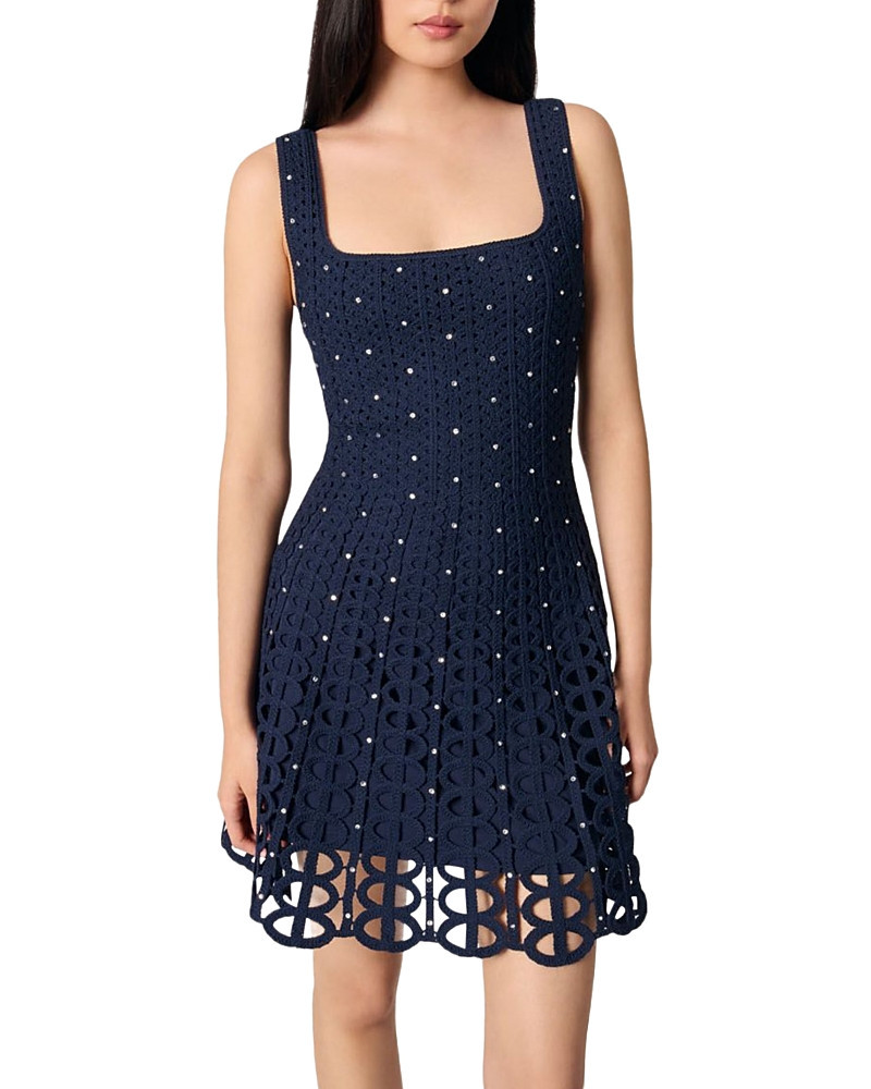 Maje Rhinestone Crochet Short Dress | Bloomingdale's (US)